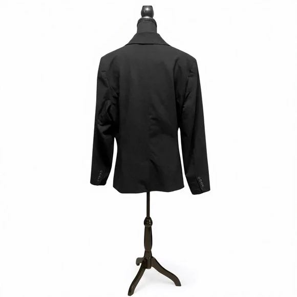 Liz Claiborne Blazer Women’s Fit Black Pockets Single Button Satin Lining Sz 16W - Picture 2 of 5